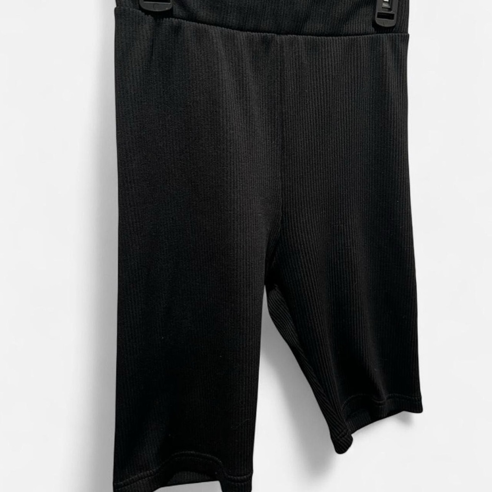 Black Ribbed Biker Shorts